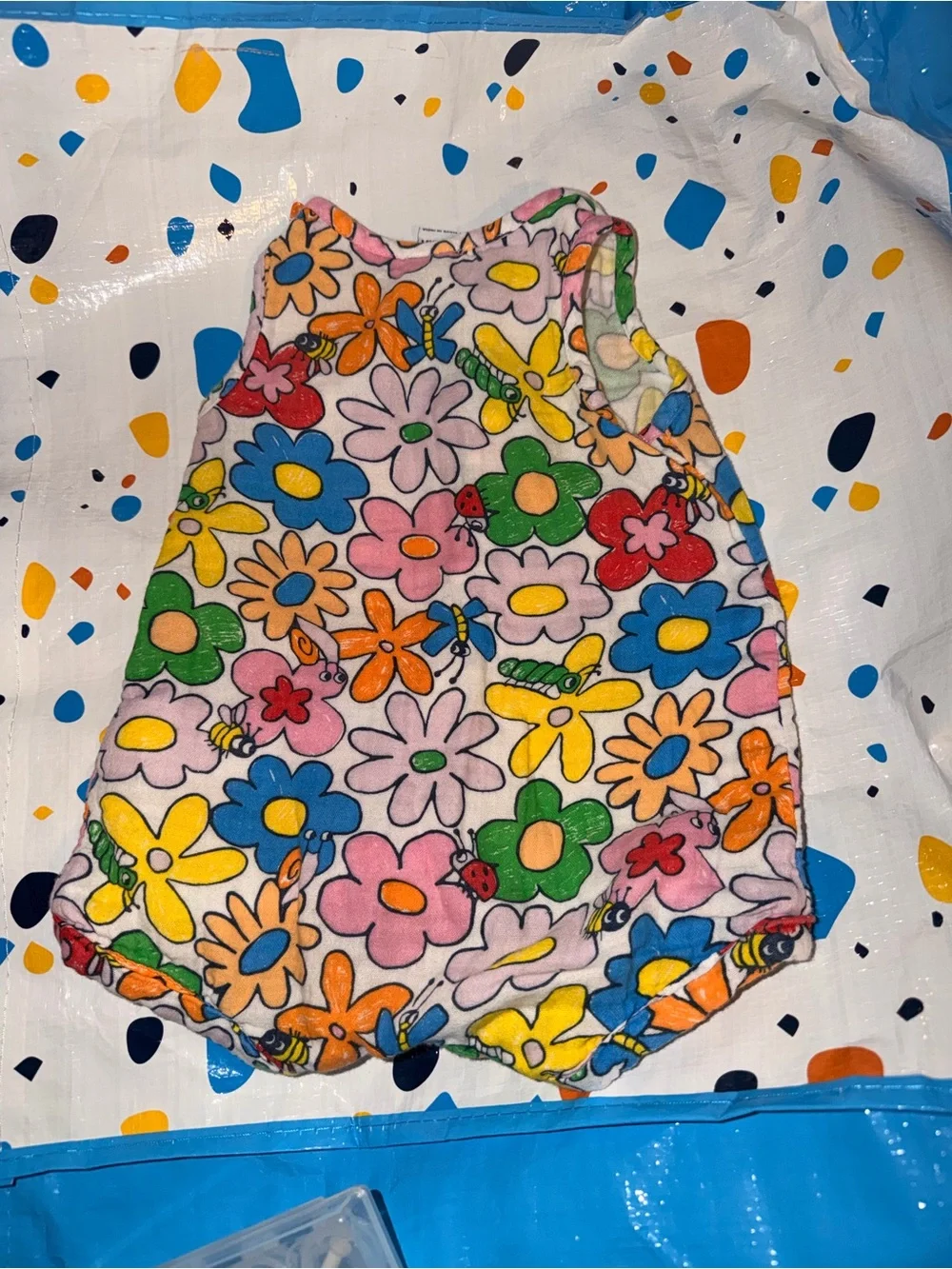 Old Navy White Floral Baby Romper with Multicolor Flowers